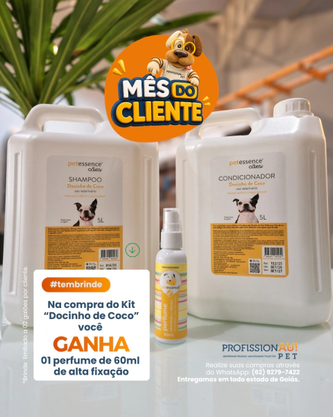 Kit Docinho de Coco PetEssence - Shampoo e Condicionador 5 L