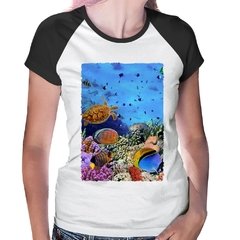 Baby Look Raglan Fundo Do Mar