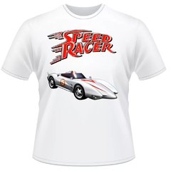 1 Camiseta Speed Racer Cod1 Branca Nostalgia Retro Camisa