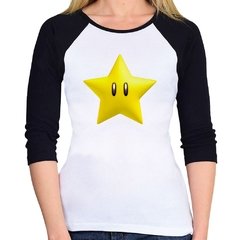 Baby Look Raglan Super Mario Super Star 3/4
