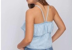 Bata Jeans Azul Claro Babado Parthenon Jeans Femina na internet