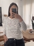 Remera rayada cuello bote algodon - comprar online