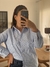 Camisa Celeste Rayas con puño blanco en internet