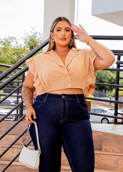 Calça Jeans Cigarrete Luciana Lavagem Escura com Elastano na internet
