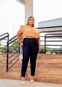 Calça Jeans Cigarrete Luciana Lavagem Escura com Elastano