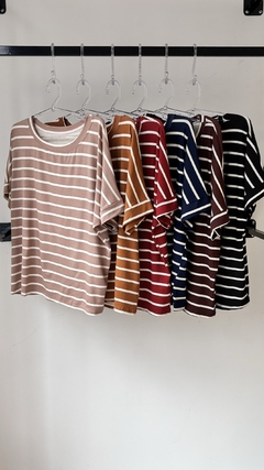 Blusa Listrada Viscolaycra Bruna Manga Japonesa - comprar online