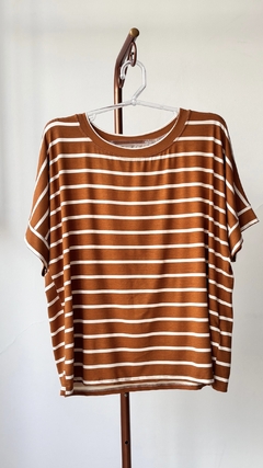 Blusa Listrada Viscolaycra Bruna Manga Japonesa na internet