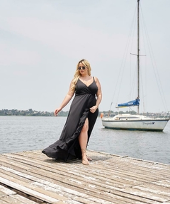 Vestido Longo Amélia com Fenda Lateral - Preto