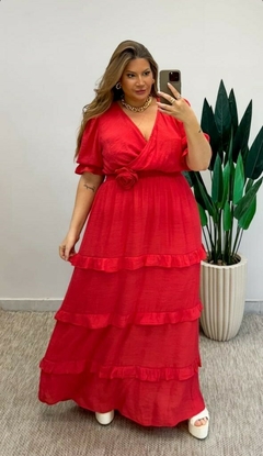 Vestido Longo Léia Formal Festa - Vermelho