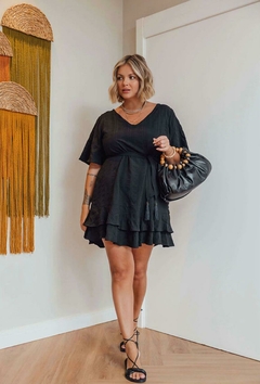 Vestido Curto Manga Solta - Preto