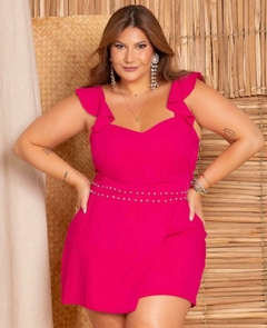 Conjunto Isabella ( Cropped + Short Saia com Strass Bordado ) - Pink
