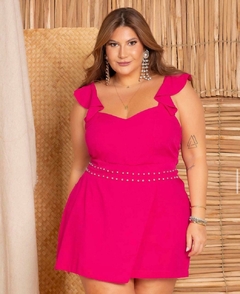 Conjunto Isabella ( Cropped + Short Saia com Strass Bordado ) - Pink - comprar online