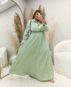 Vestido Longo Plissado Chiclé 46 - Rosa