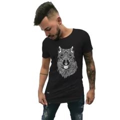 Camiseta Longline Cellos Abstract Wolf Premium