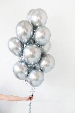 Globos Metalizados Plata 12” (x6 unid)