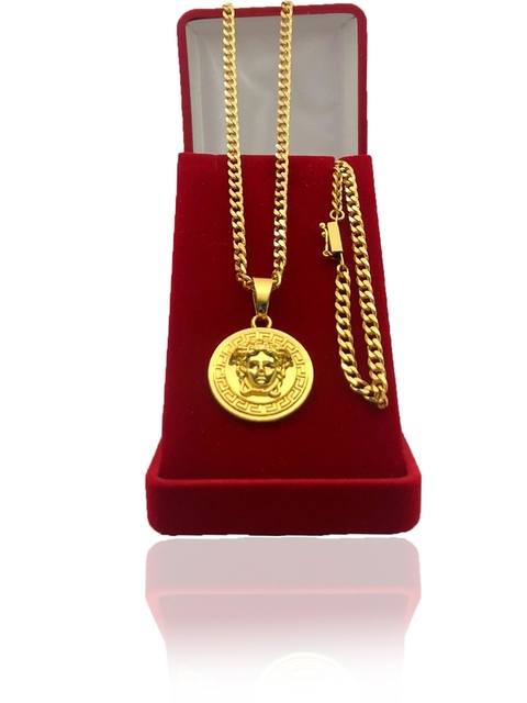 Conjunto Grumet 4mm (70cm) + Pulseira Com Pingente De Brinde V Banhado Ouro 18k