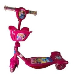 Patinete Infantil Musical Frozen 3 Rodas Com Luzes E Cesta - MULTI SHOP