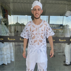 Conjunto Masculino - Branco Bordado Rechilieu (Flor Barra) - comprar online