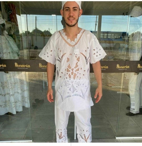 Conjunto Masculino Bordado Rechilieu (Espelho Oxum)