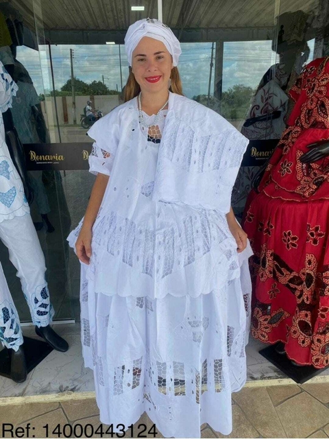 Conjunto Baiana Bordado Rechilieu com 6 peças (peixe)