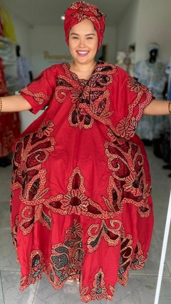 Conjunto Baiana Vermelho - Bordado Rechilieu Preto detalhes em fio dourado com 6 peças na internet