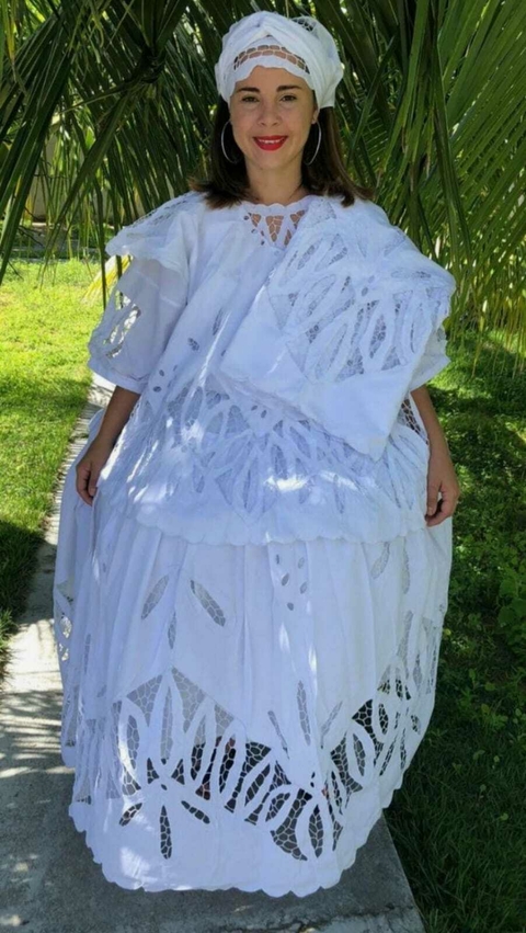 Conjunto Baiana Bordado Rechilieu com 6 peças (Natureza)