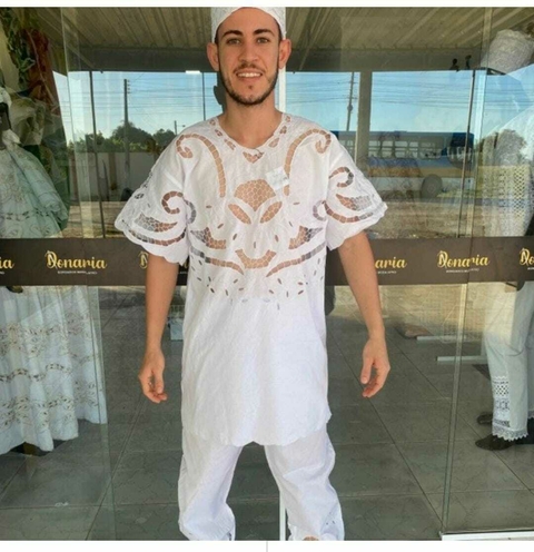 Conjunto Masculino - Branco Bordado Rechilieu (Jarro)