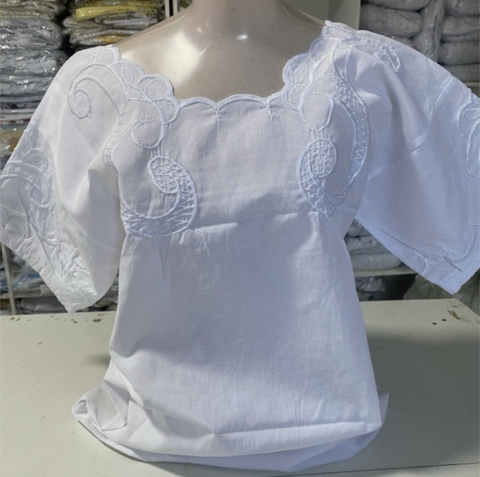 Camisu Branco Casual Bordada Simples