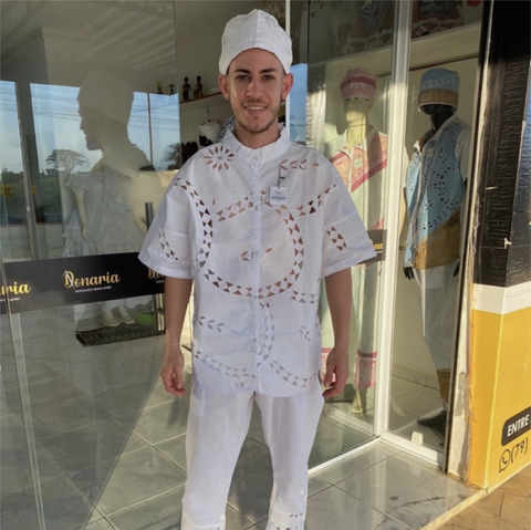 Conjunto Masculino - Branco Bordado Rechilieu Caseado - comprar online