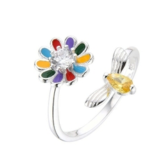 P2619 - Anillo Ajustable con cubics, Plata 925. - comprar online
