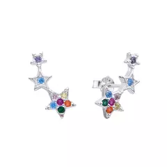 P3021 - Aros de Estrellas con cubics, Plata 925. - comprar online