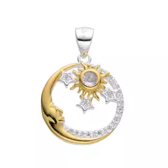P2638 - Dije Luna y Sol con cubics, Plata 925. - comprar online