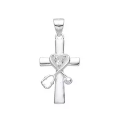 P2630 - Dije Cruz y Estetoscopio con cubics, Plata 925. - comprar online