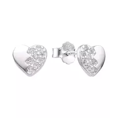 P3026 - Aros de Corazon con cubics, Plata 925. - comprar online