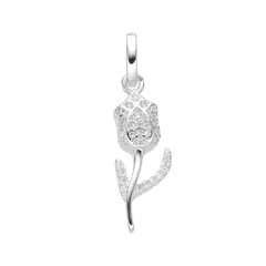 P3155 - Dije Tulipan con cubics, Plata 925. - comprar online