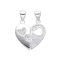 P3153 - Dije Media Medalla con cubics, Plata 925. - comprar online