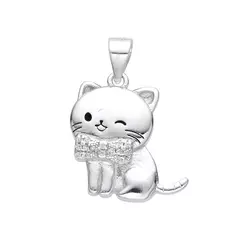 P2635 - Dije Gato con cubics, Plata 925. - comprar online