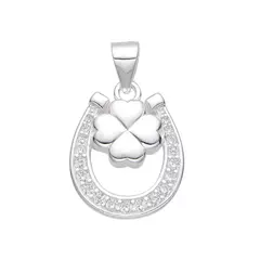 P2348 - Dije Herradura y Trebol con cubics, Plata 925. - comprar online