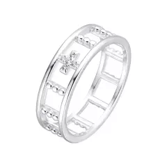 P2608 - Anillo Denario con cubics, Plata 925. - comprar online