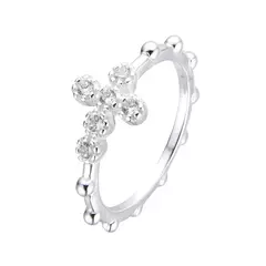P2609 - Anillo Denario con cubics, Plata 925. - comprar online