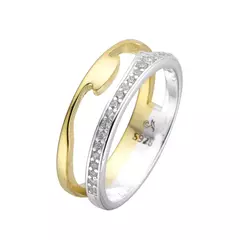 P1701 - Anillo combinado con cubics, Plata 925. - comprar online