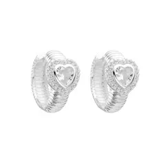 P2548 - Aros Huggies con Cubics, Plata 925. - comprar online