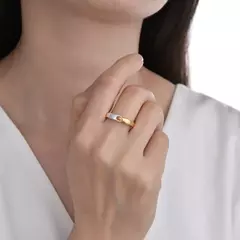 P1935 - Anillo Combinado, Plata 925. en internet