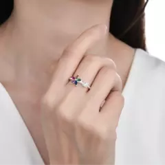 P2595 - Anillo con cubics, Plata 925. en internet