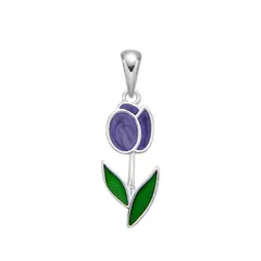 P2626 - Dije Flor esmaltada, Plata 925. - comprar online