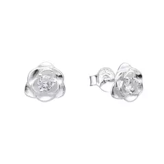 P3031 - Aros de Flor con cubics, Plata 925. - comprar online