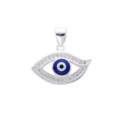 P3147 - Dije Ojo Turco con cubics, Plata 925. - comprar online
