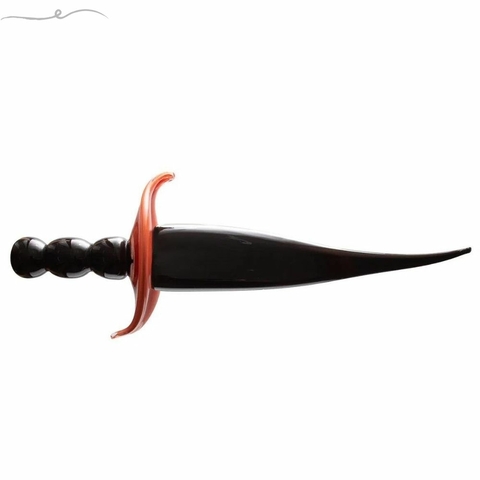 Escultura Decorativa De Cristal Murano Espada Guardian Preto