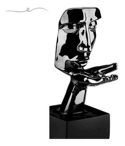 Escultura Rosto Humano Arte Moderna Beijo Silencio Face 55cm