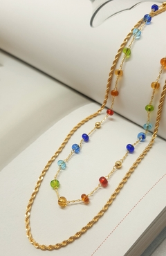 9044 Colar em Banho Ouro com Pedras Coloridas na internet